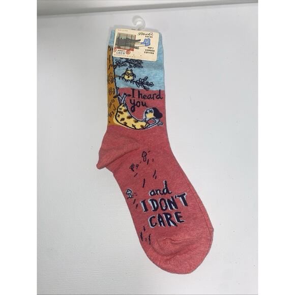 Blue Q Socks Womens 5-10 Crew. Soft Combed Cotton “I Heard You And I Don't Care” - Picture 1 of 2